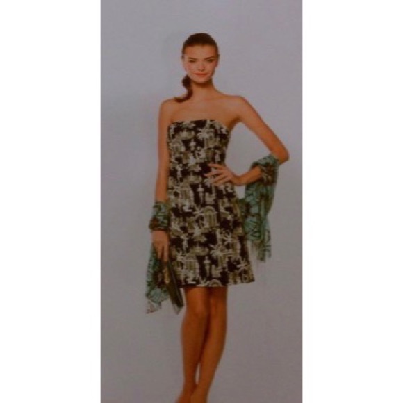 Lily Pulitzer Late Night Toile Strapless Dress - Picture 3 of 7